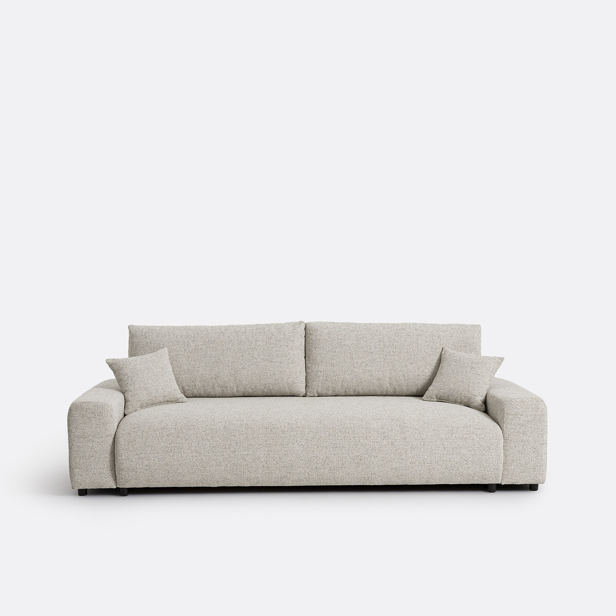 Canapé droit, convertible, avec coffre, 3 places, tissu texturé moucheté, GALENE ecru/bleu, LA REDOUTE INTERIEURS