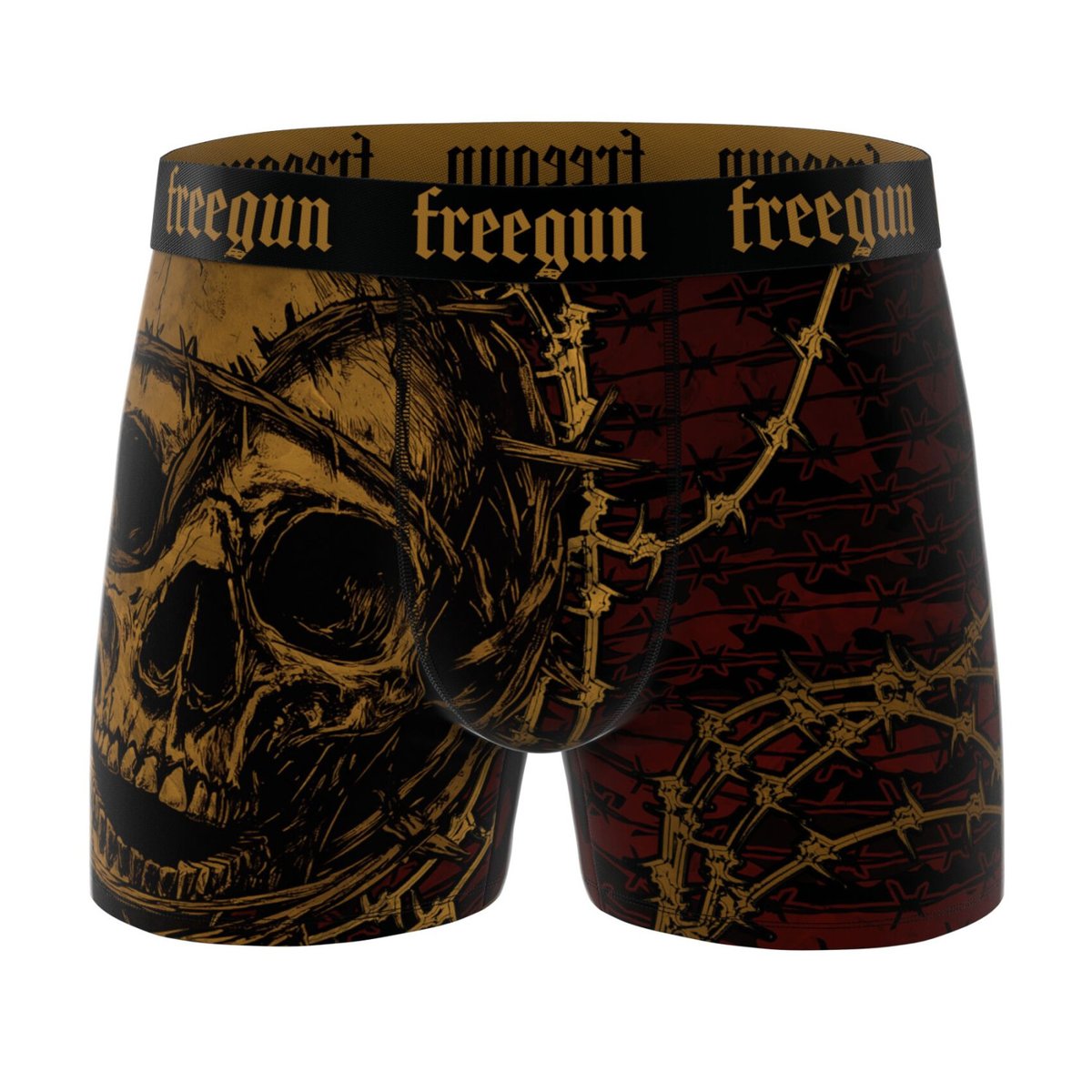 Lot De 3 Boxers Microfibre vert/noir/jaune/doré/marron/rouge/gris, FREEGUN