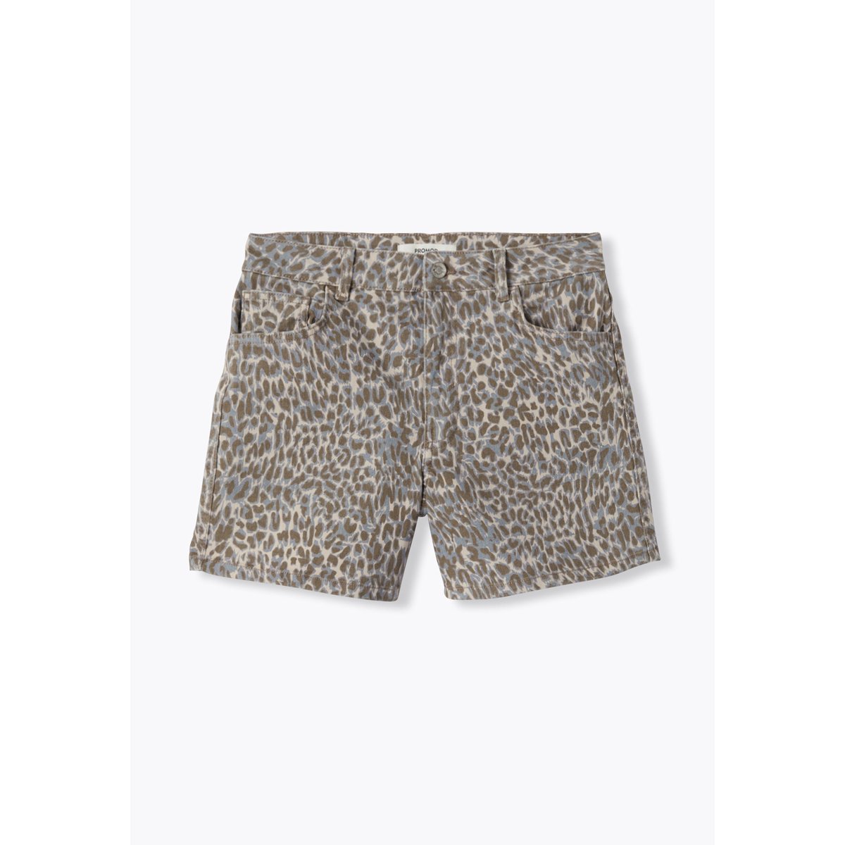 Short en toile motif léopard imprimé sable, PROMOD