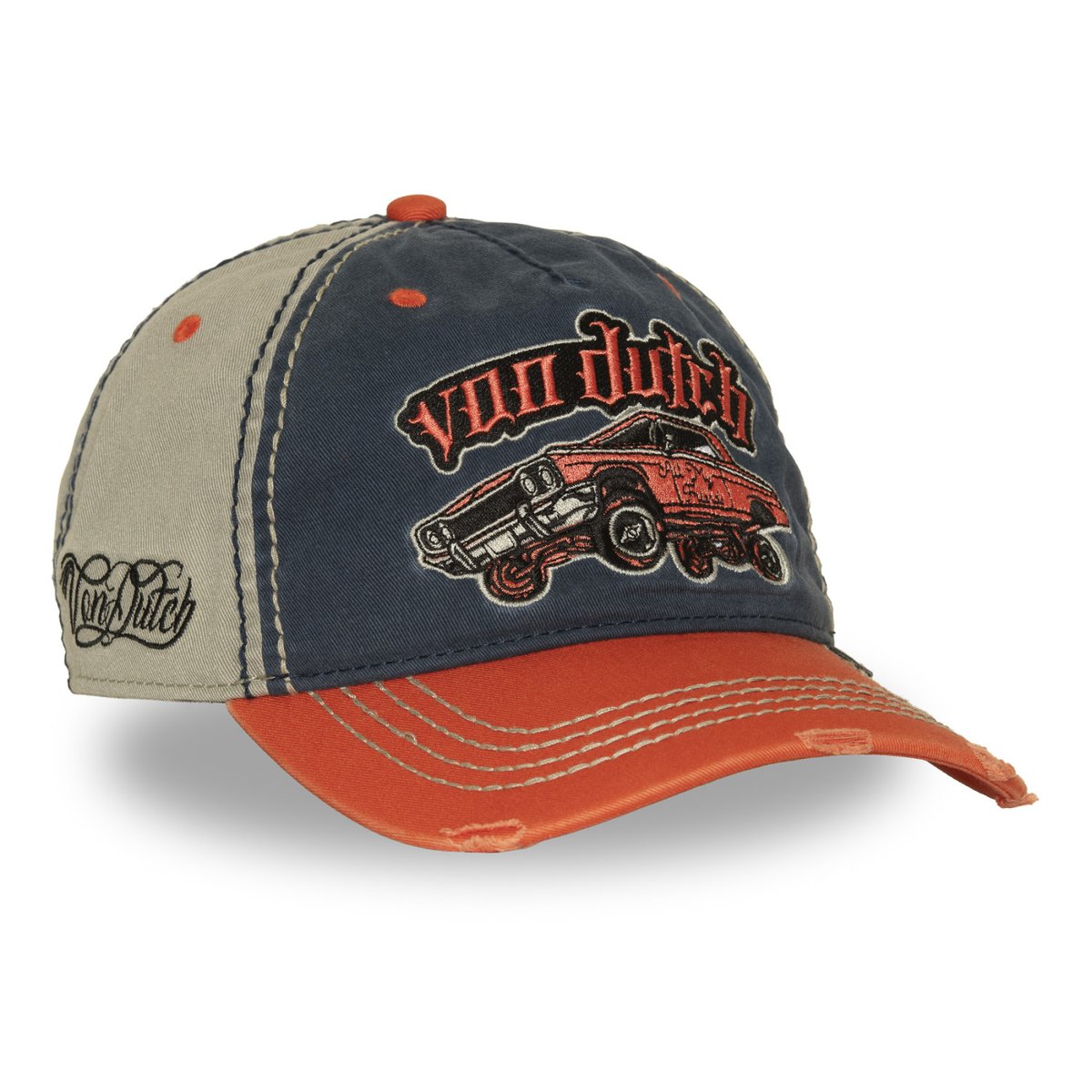 Casquette baseball RETRO orange/bleu foncé/gris clair, VON DUTCH