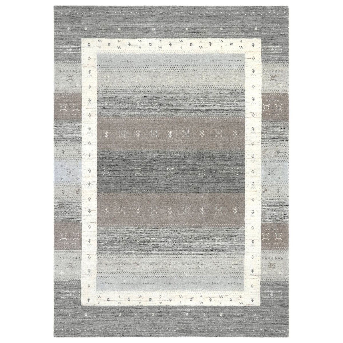Tapis de salon tissé main en laine - MEMU argent multi, THEKO