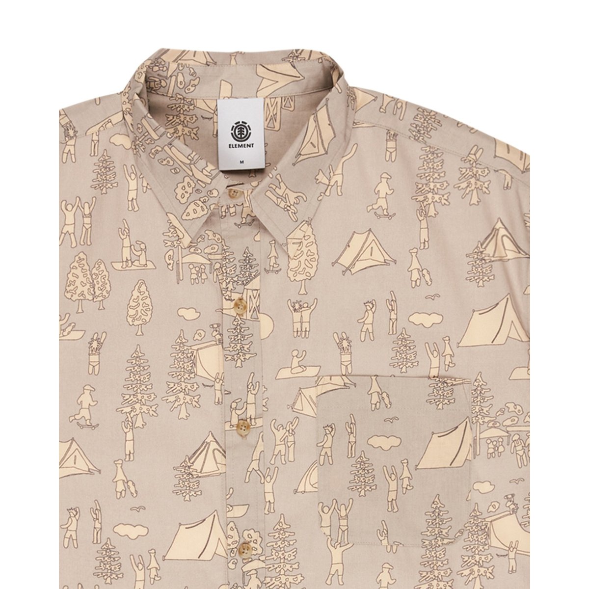 Chemise manches courtes REGULAR CLASSIC PRINTED marron camp, ELEMENT