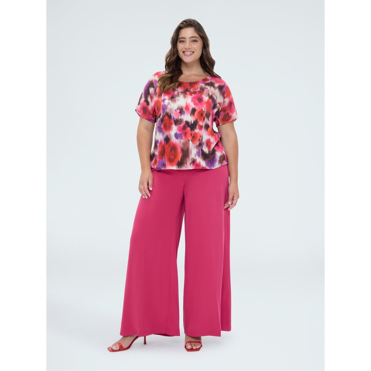 Blouse à imprimé fleuri fuchsia, FIORELLA RUBINO