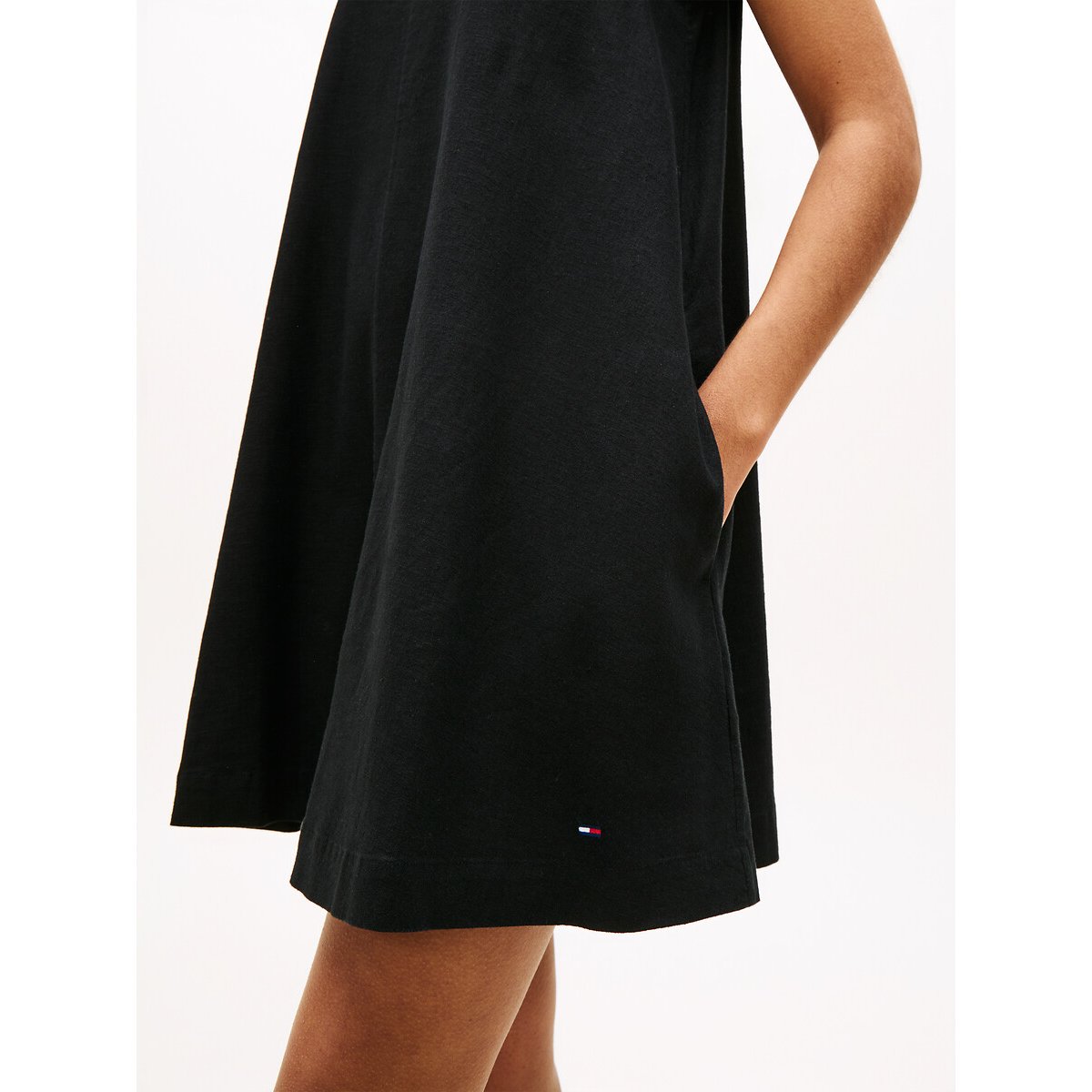 Linen/Viscose Sleeveless Dress black, TOMMY JEANS