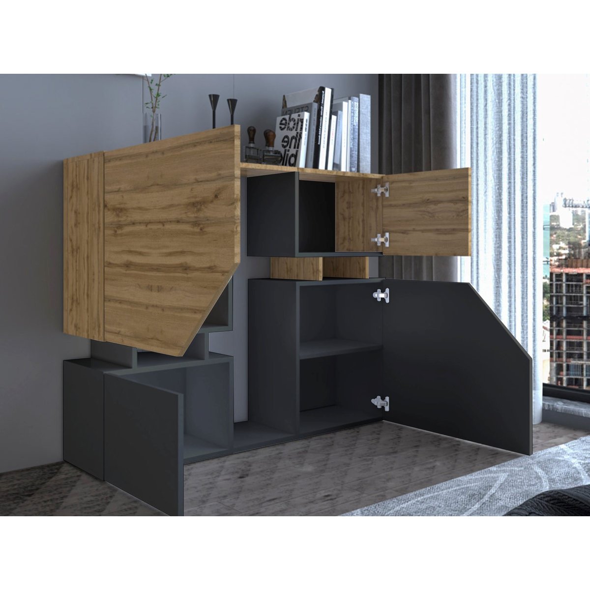 Buffet - PITT bois / gris, BEST MOBILIER