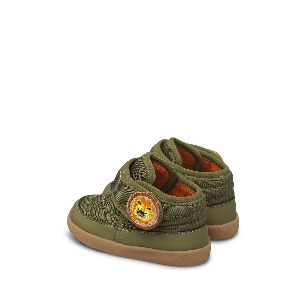 Bottes en simili cuir et tissu LITTLE FRIENDS VL. kaki-orange, FALCOTTO