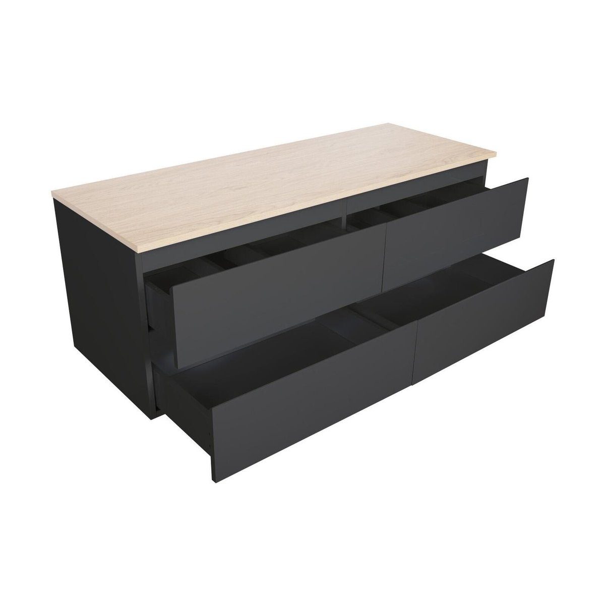 Ensemble meuble double vasque 120cm + robinet + miroir SORRENTO noir satiné, MOB IN
