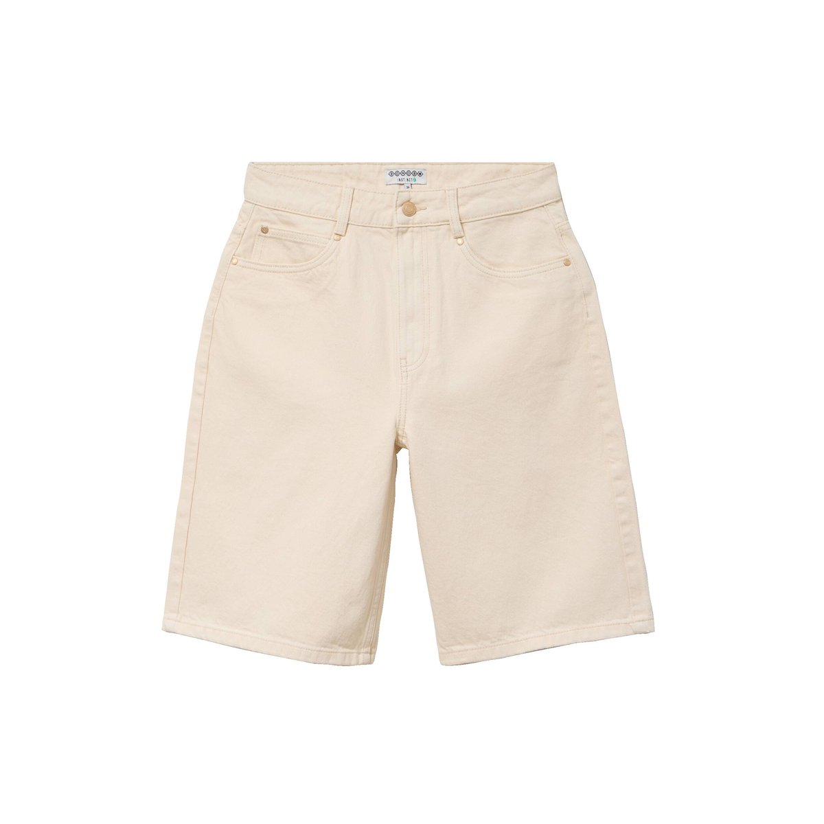 Bermuda large taille haute en coton jaune clair, BONOBO