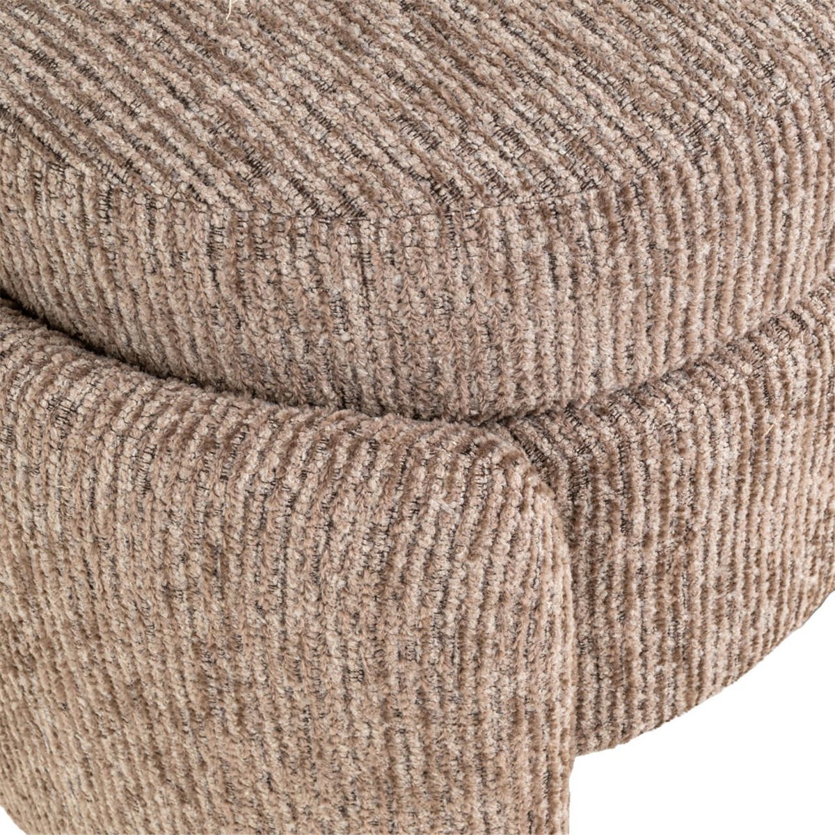 Pouf coffre de rangement en tissu texturé mocca linéaire, RECOLLECTION