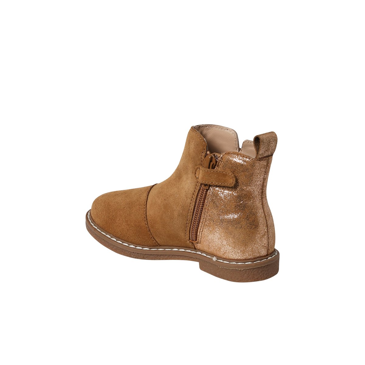 Boots cuir à pompon collection maternelle camel, VERTBAUDET