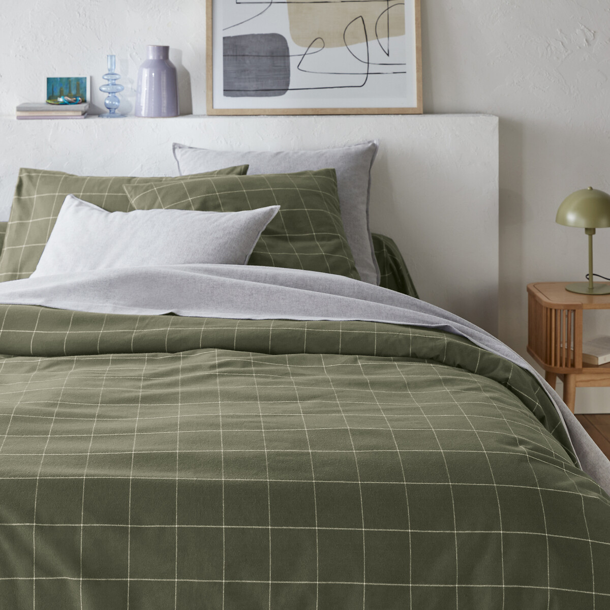 Housse de couette flanelle, Charlie Kaki kaki, LA REDOUTE INTERIEURS
