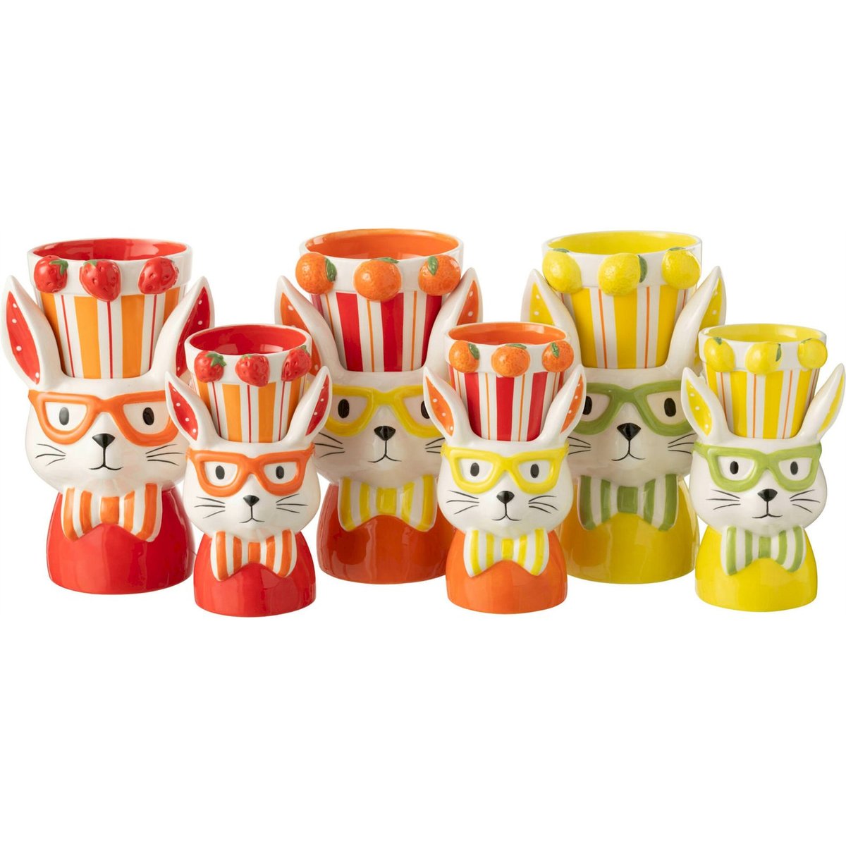Cache-pot lapin en poterie, Lot de 3 multicolore, RECOLLECTION