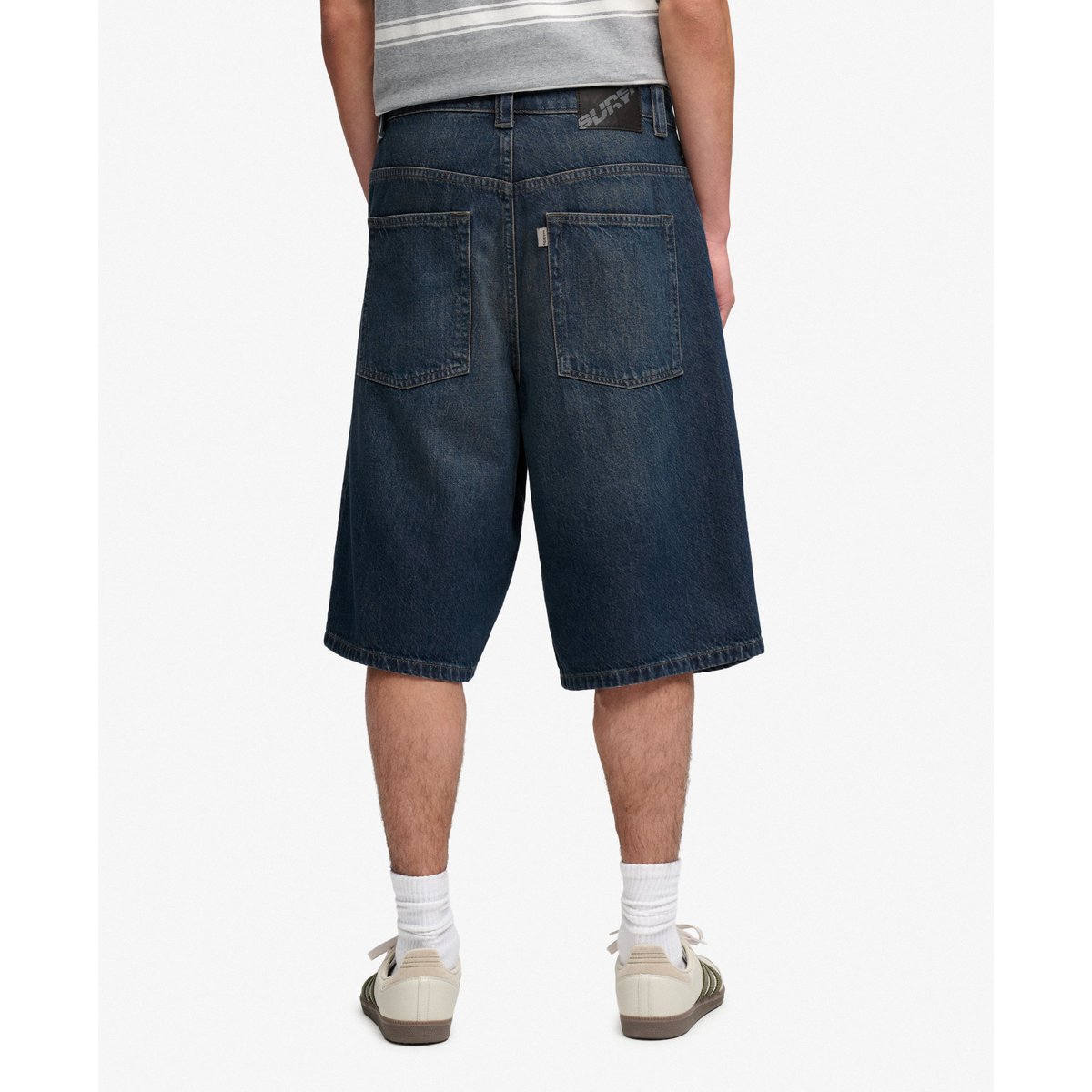 Short en jean délavé oversize indigo vintage vipère, SUPERDRY