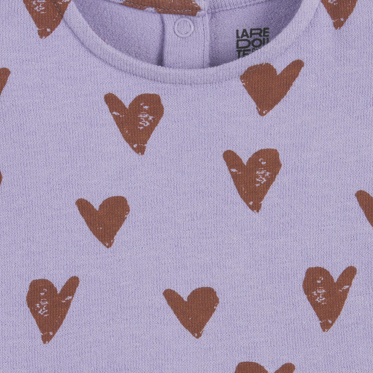 Jurk met lange mouwen, hartjesprint, molton violet / bedrukt, LA REDOUTE COLLECTIONS