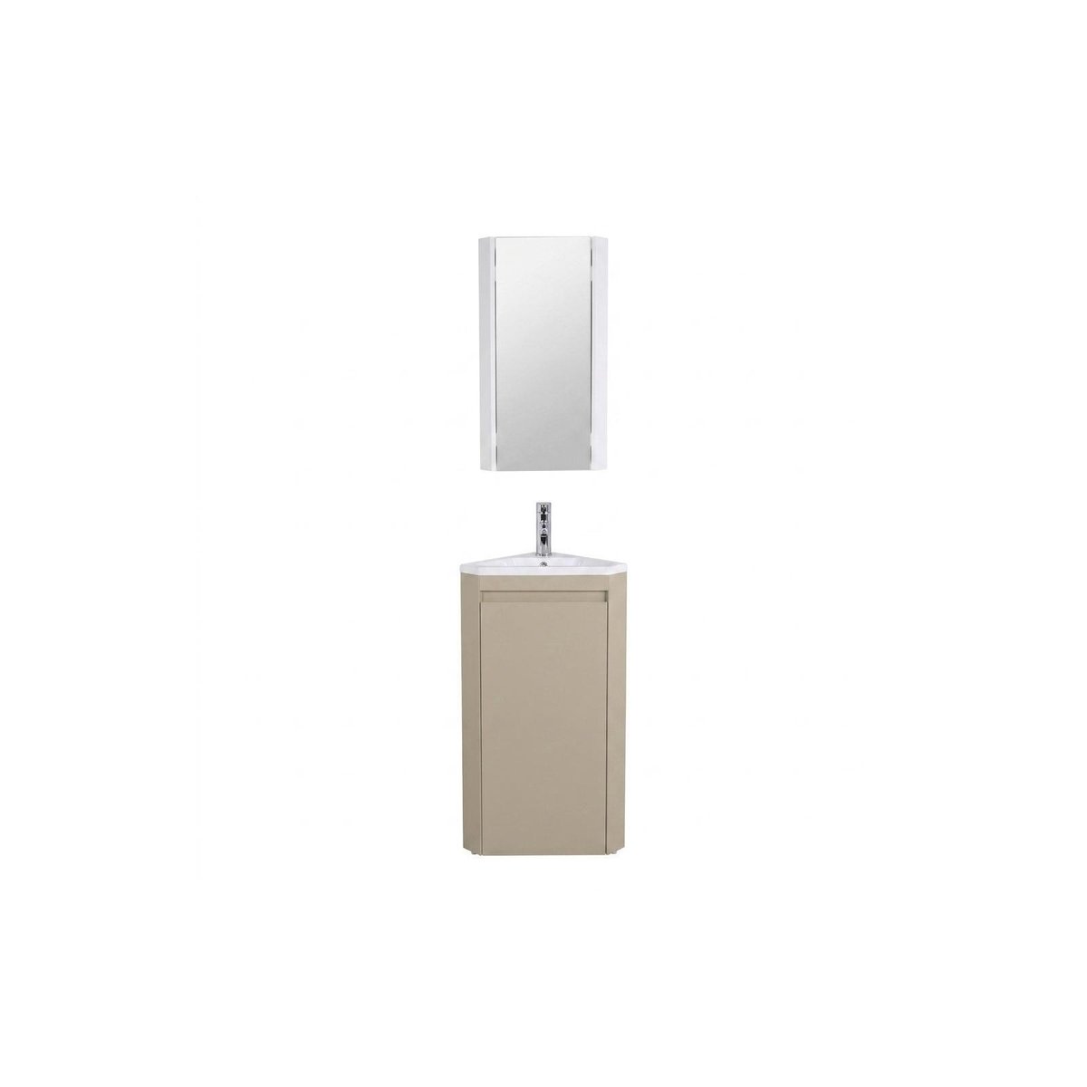 Ensemble lave-mains d'angle sur pieds avec robinet et armoire SORRENTO beige satiné, MOB IN