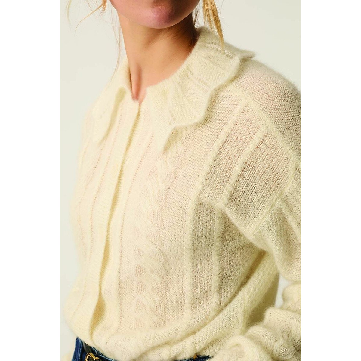 Capucine Cardigan with Peter Pan Collar cream, DES PETITS HAUTS