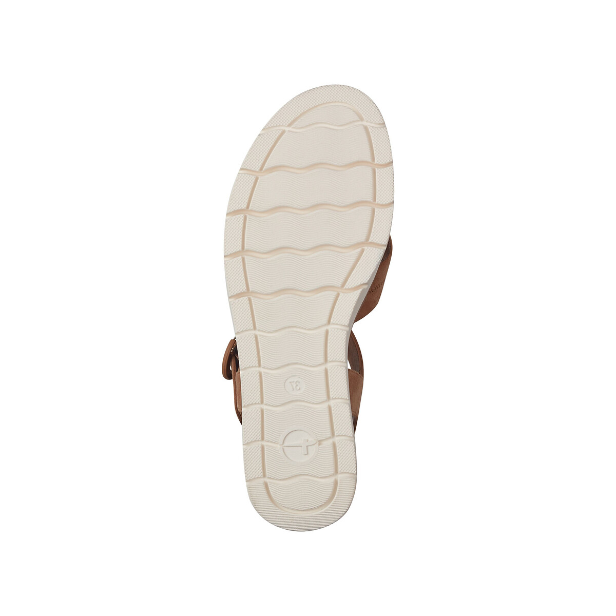 Sandales compensées en cuir camel, TAMARIS