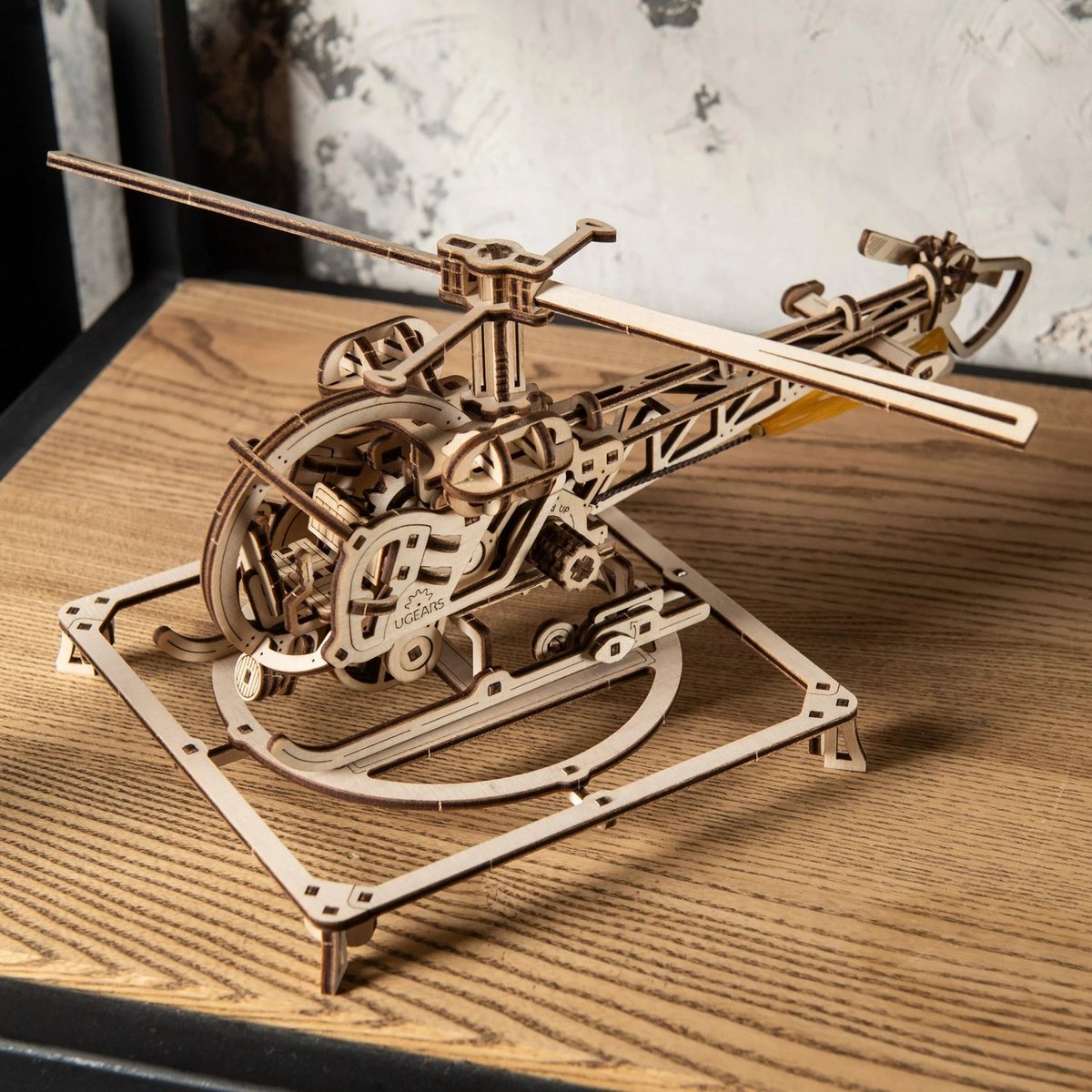 Puzzle 3D Mini Hélicoptère beige, UGEARS
