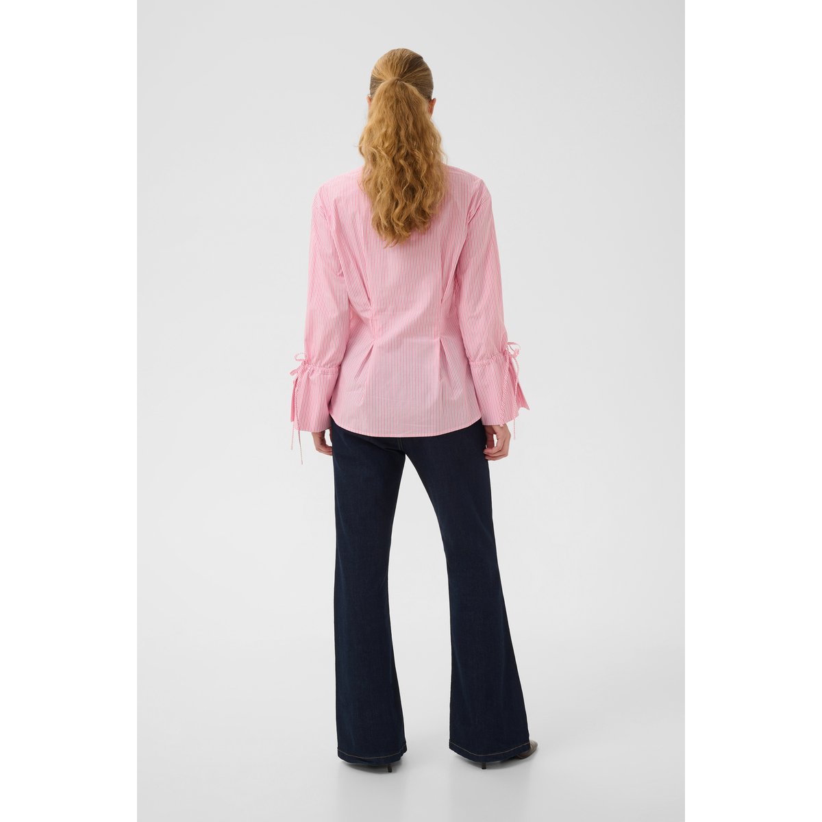 Chemise à manches longues rose rouge pink/red stripe, CULTURE