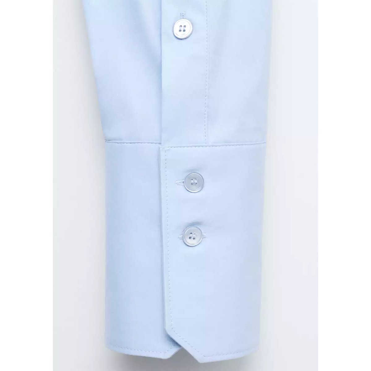 Chemise popeline courte bleu ciel, MANGO