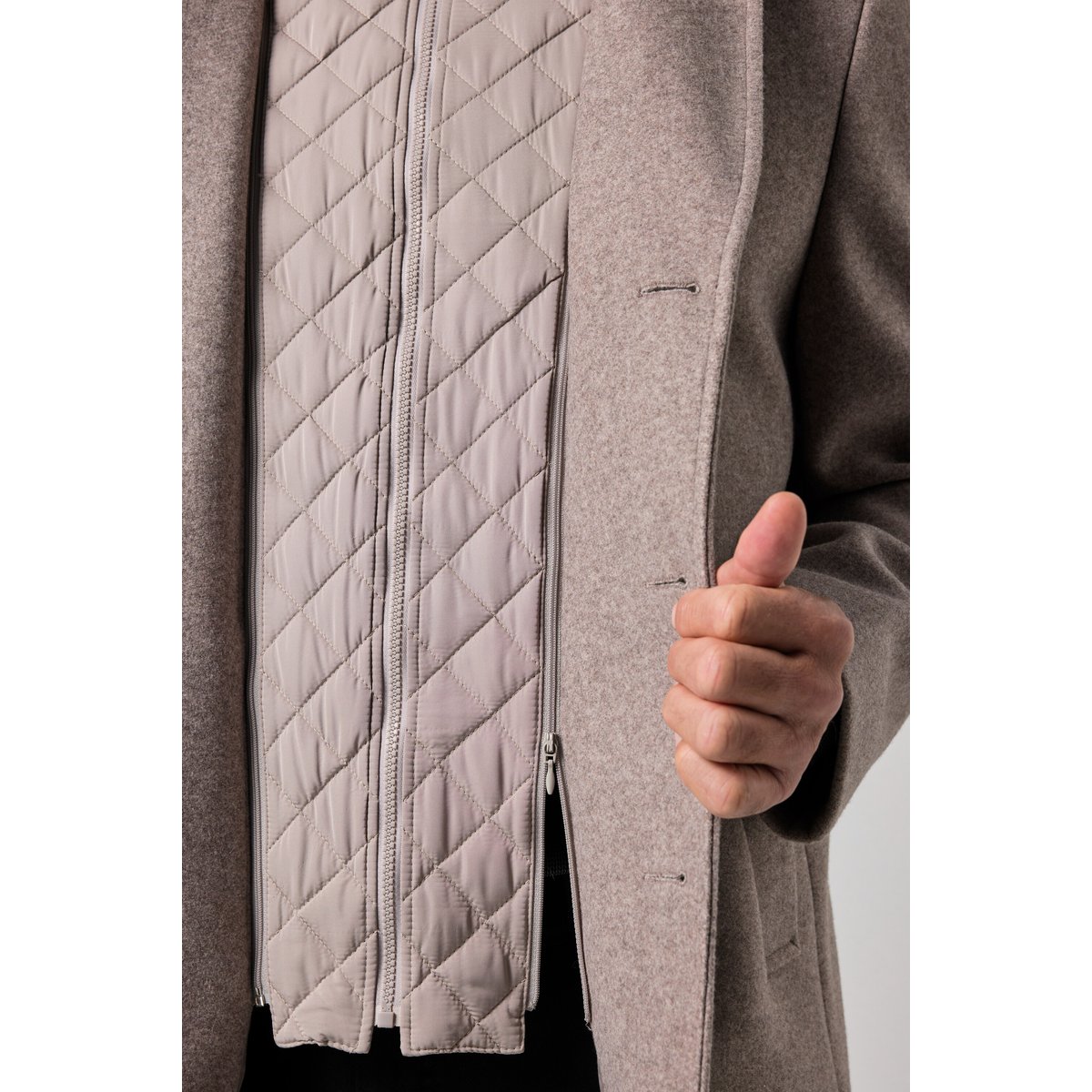 Manteau en laine mélangée beige, JP1880
