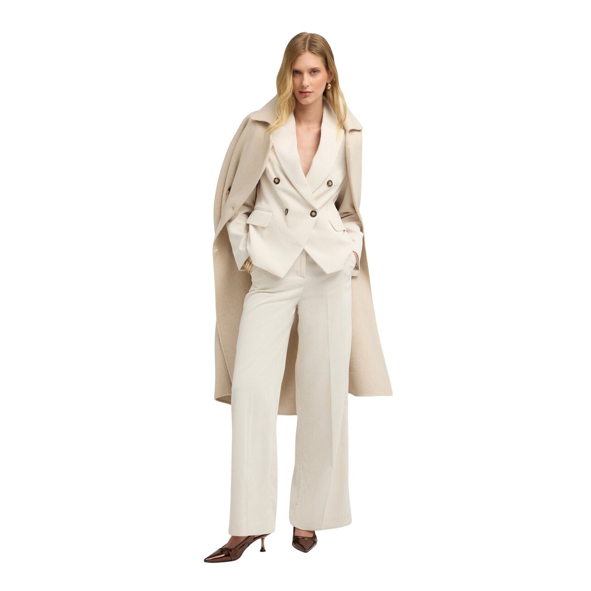Pantalon palazzo côtelé jaune, MOTIVI