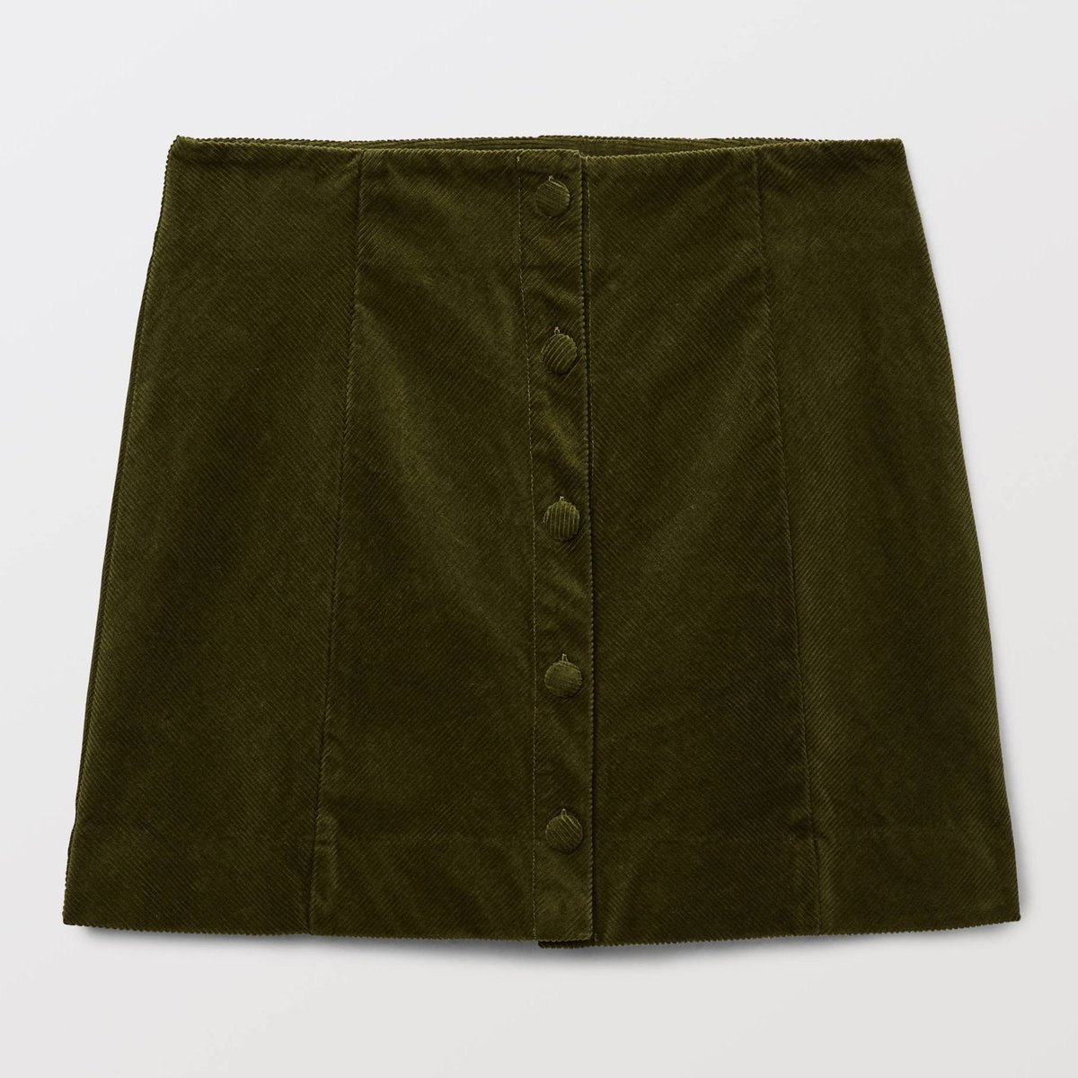 Jupe courte boutonnée velours contenant du coton ivy, MONOPRIX