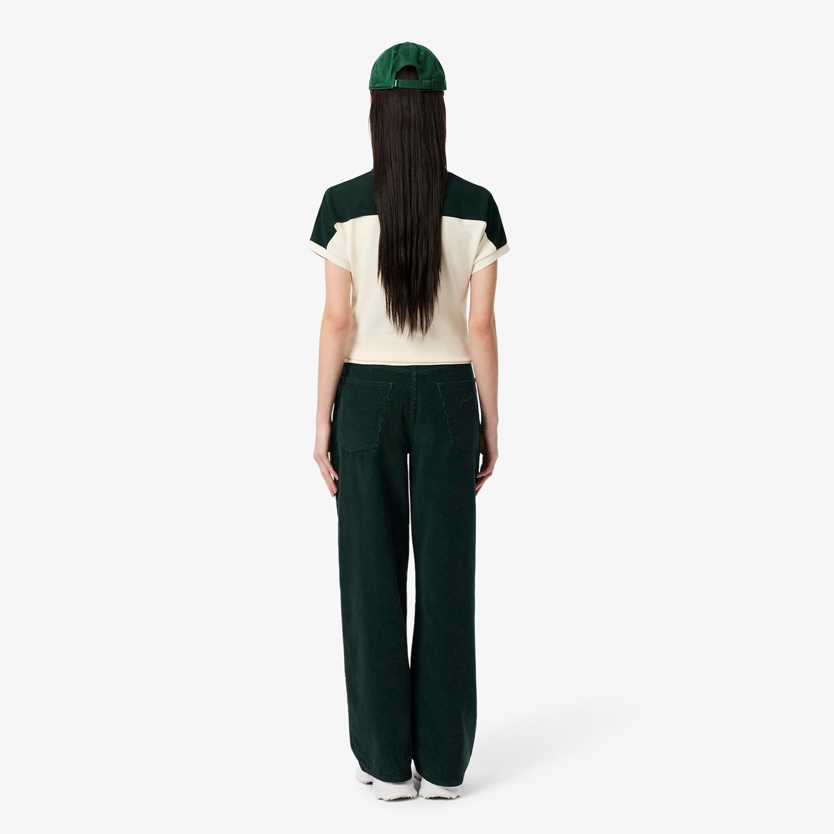Pantalon wide fit velours côtelé vert-yzp, LACOSTE