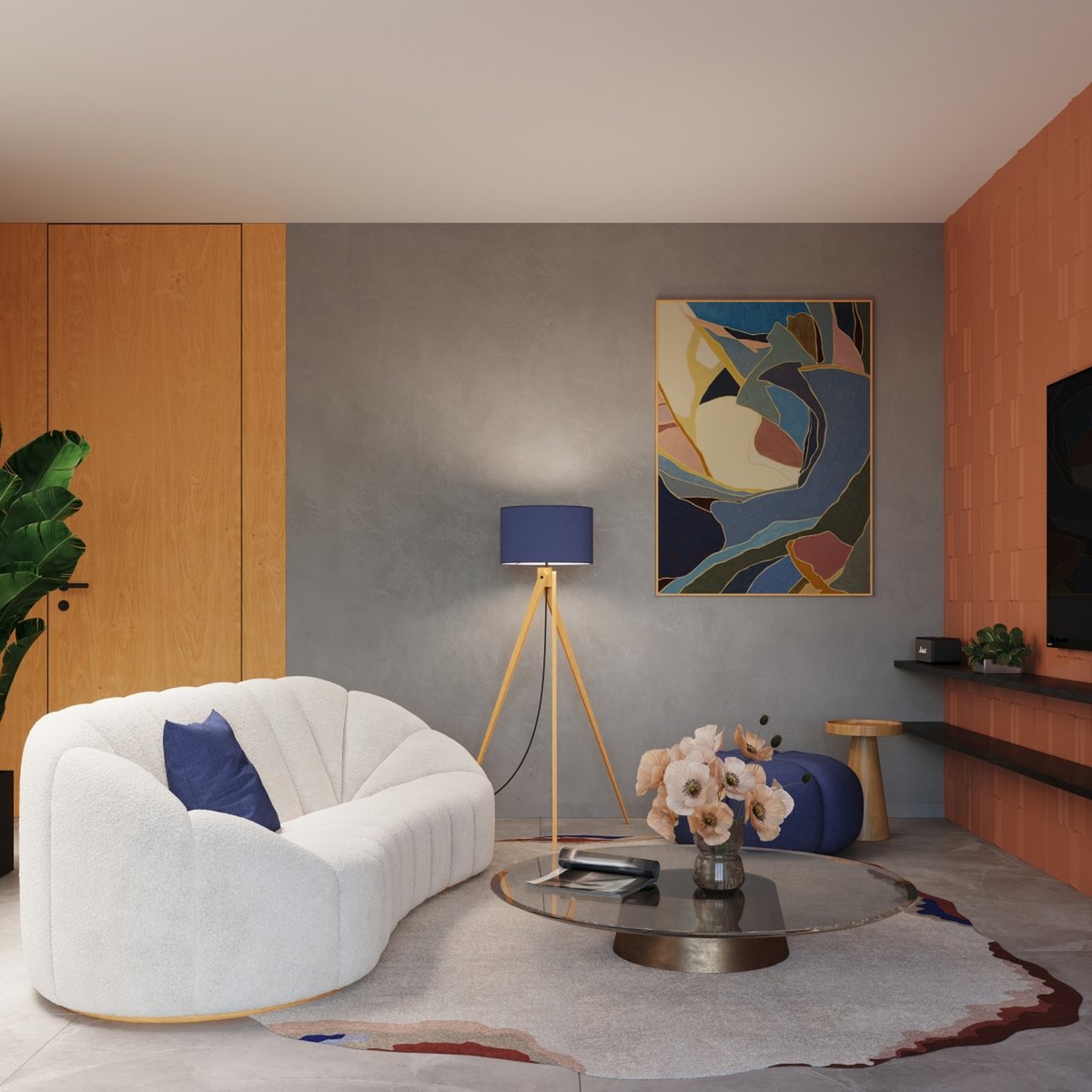 Lampadaire Tissu Bleu E27 1 Natt bleu, EDEN