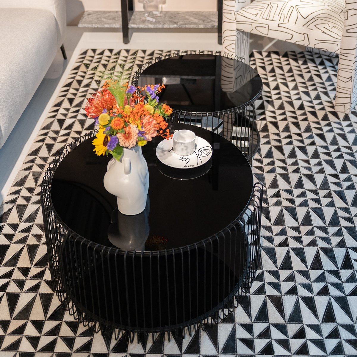 Lot de 2 tables basses double plateau, WIRE noir, KARE DESIGN