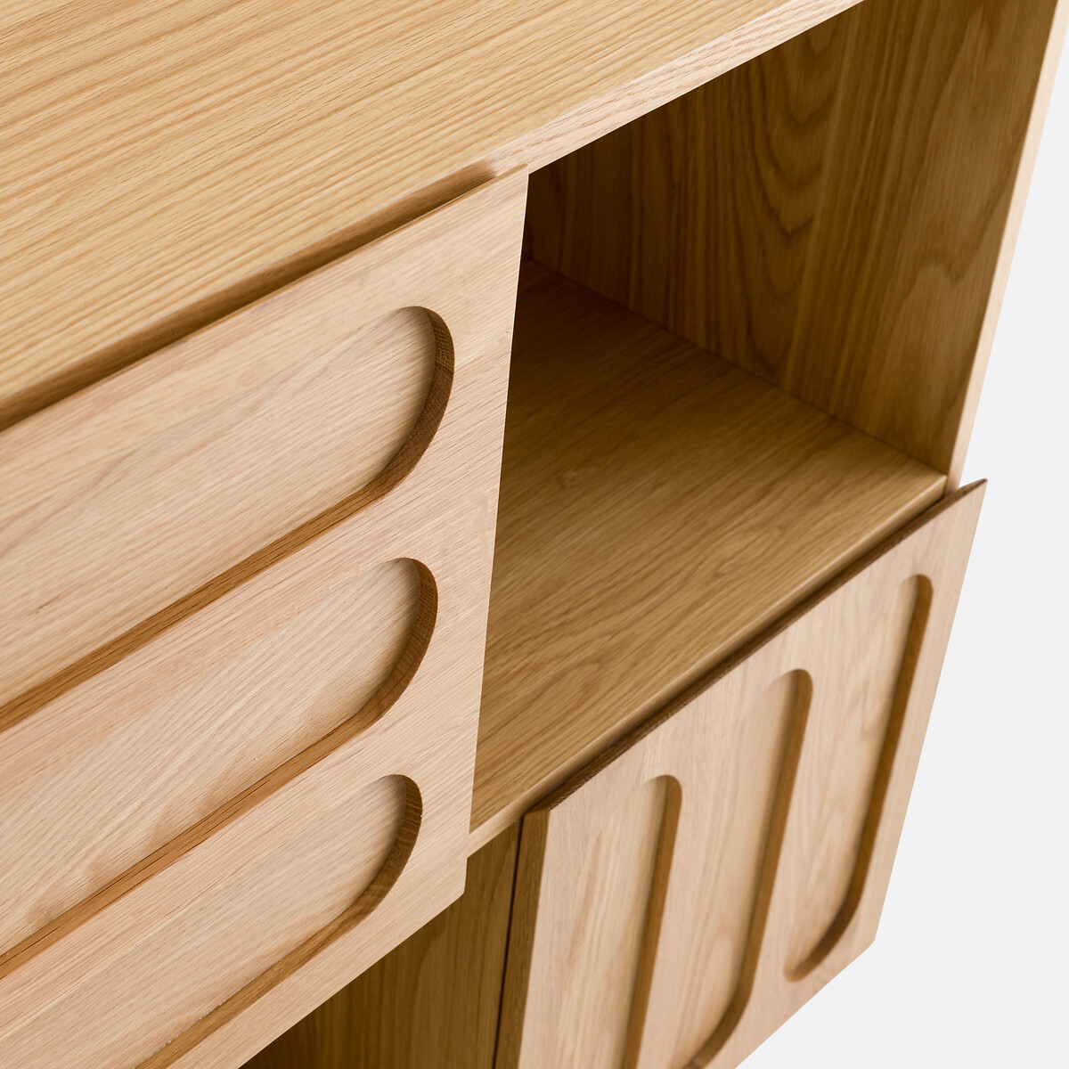 Buffet bas, plaqué chêne, longueur 165 cm, CANNELO chêne, LA REDOUTE INTERIEURS