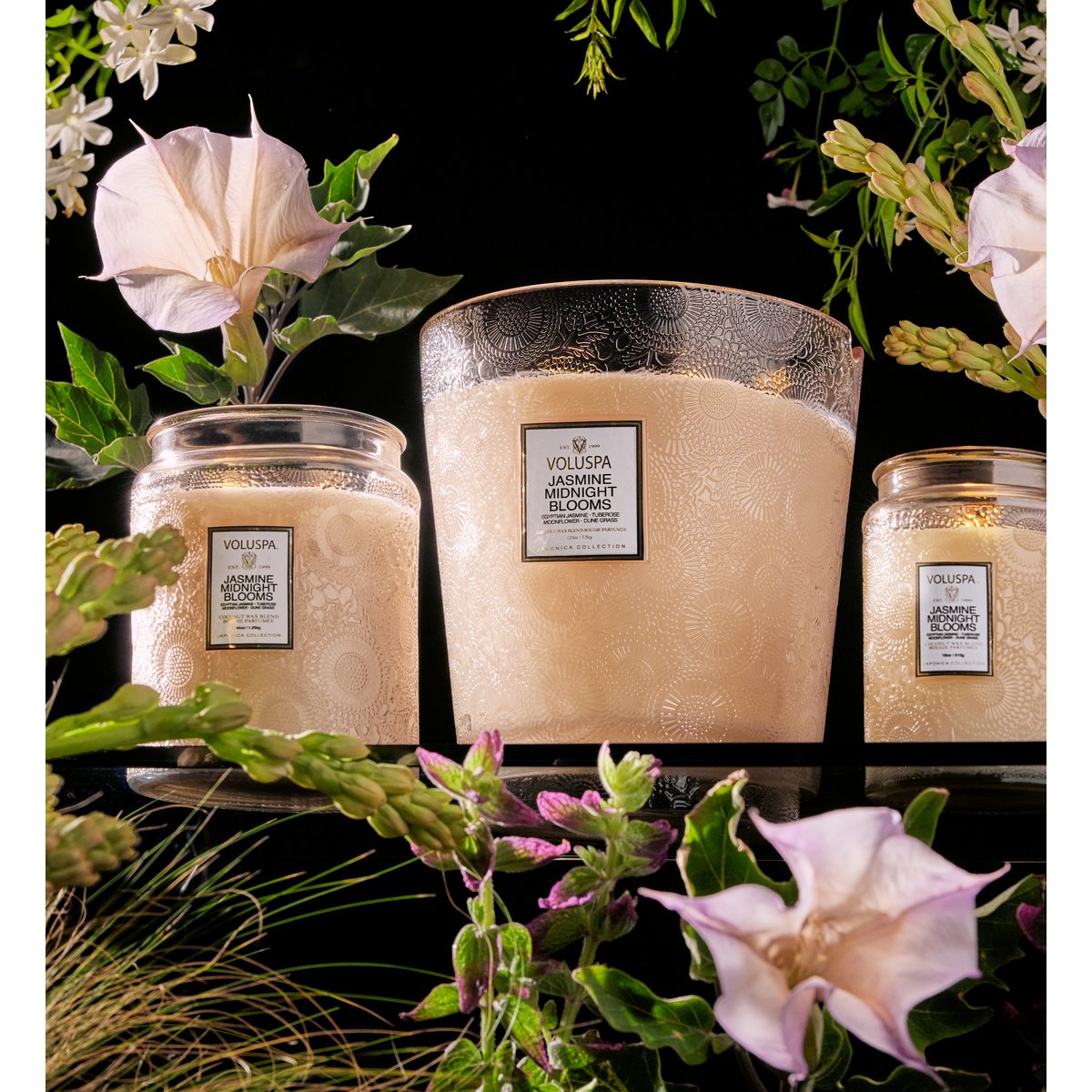 Jasmine midnight blooms - bougie parfumée 5 mèches - grand modèle blanc, VOLUSPA