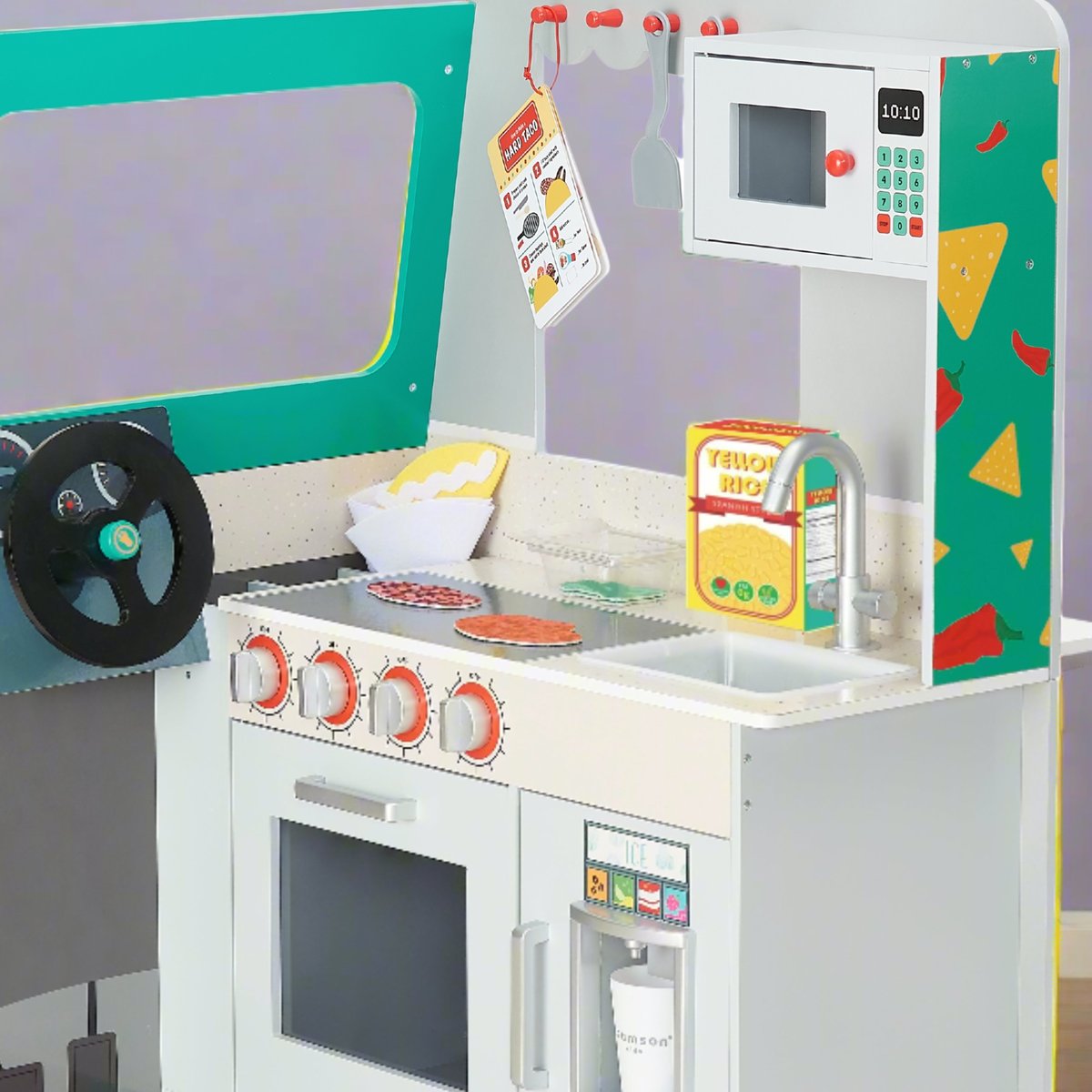 Food Truck Bois Cuisin Enfants Camion Taco couleur unique, TEAMSON KIDS