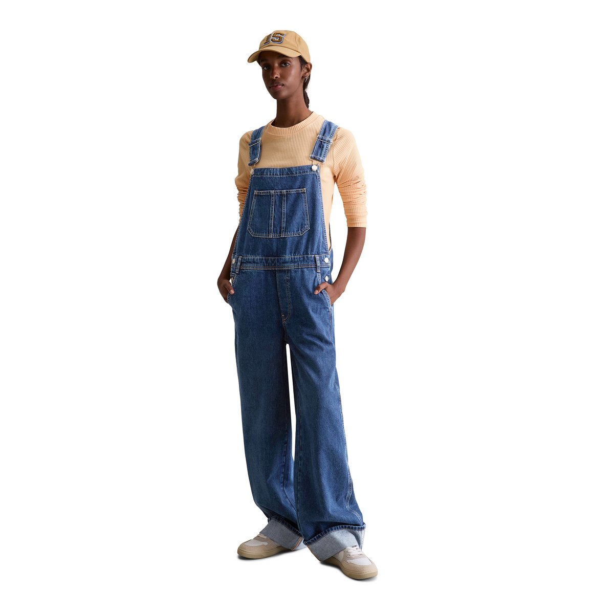 Salopette relaxed en denim rigide sans élasthanne bleu fonce, MARC O’POLO DENIM