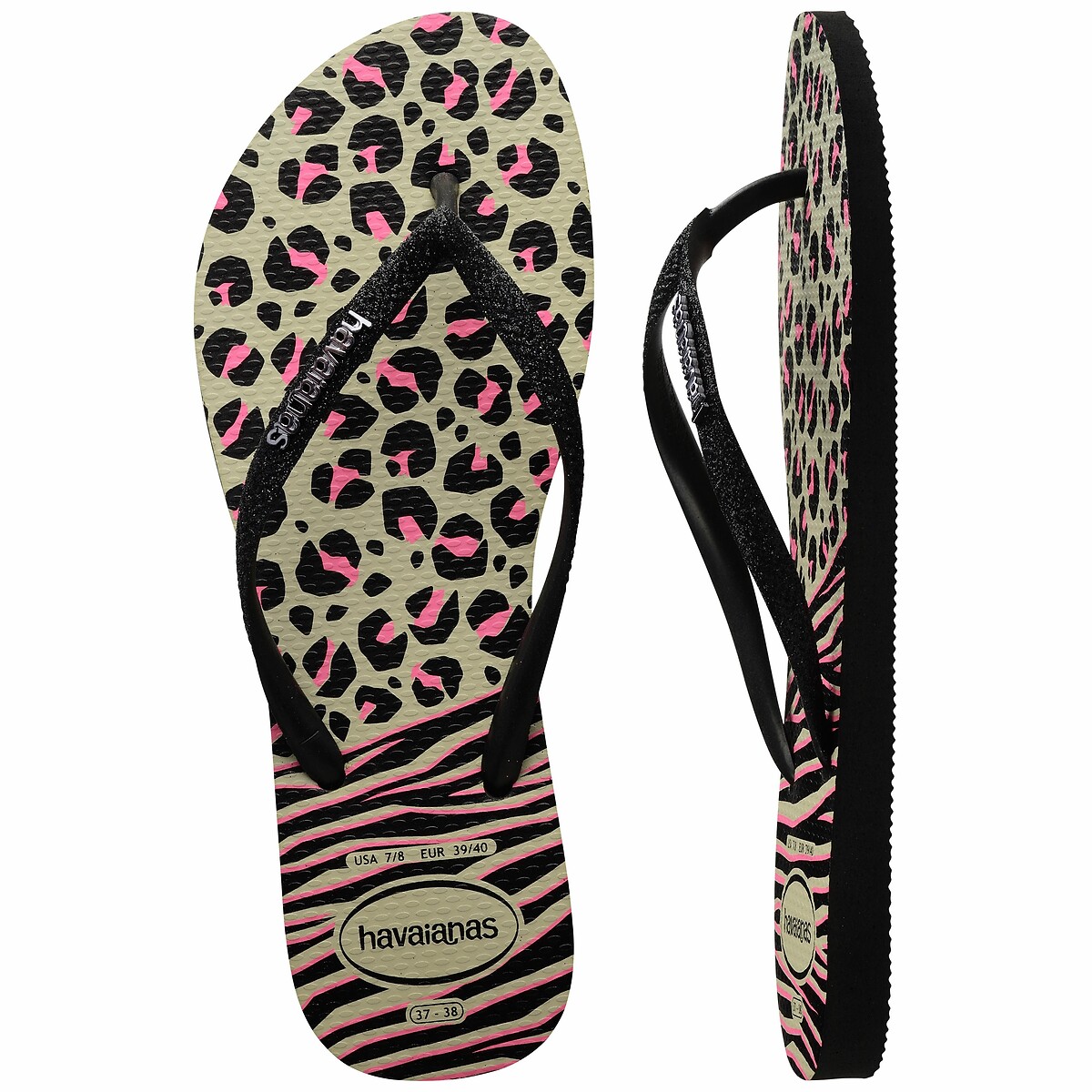 Teenslippers Slim Animals Mix beige/zwart, HAVAIANAS