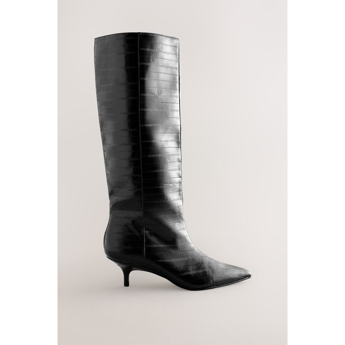 Bottes hauteur genou à talon incliné noir texturé, NEXT