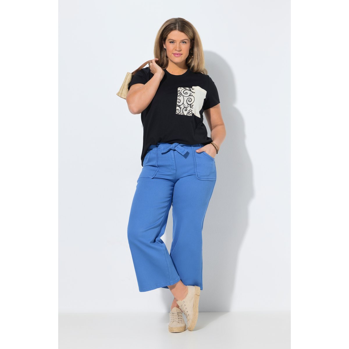 Jupe-culotte en jean, jambe large bleu clair, ULLA POPKEN