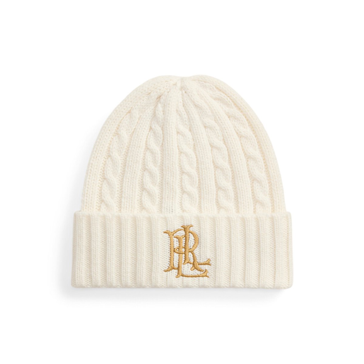 Bonnet torsadé brodé crème, LAUREN RALPH LAUREN