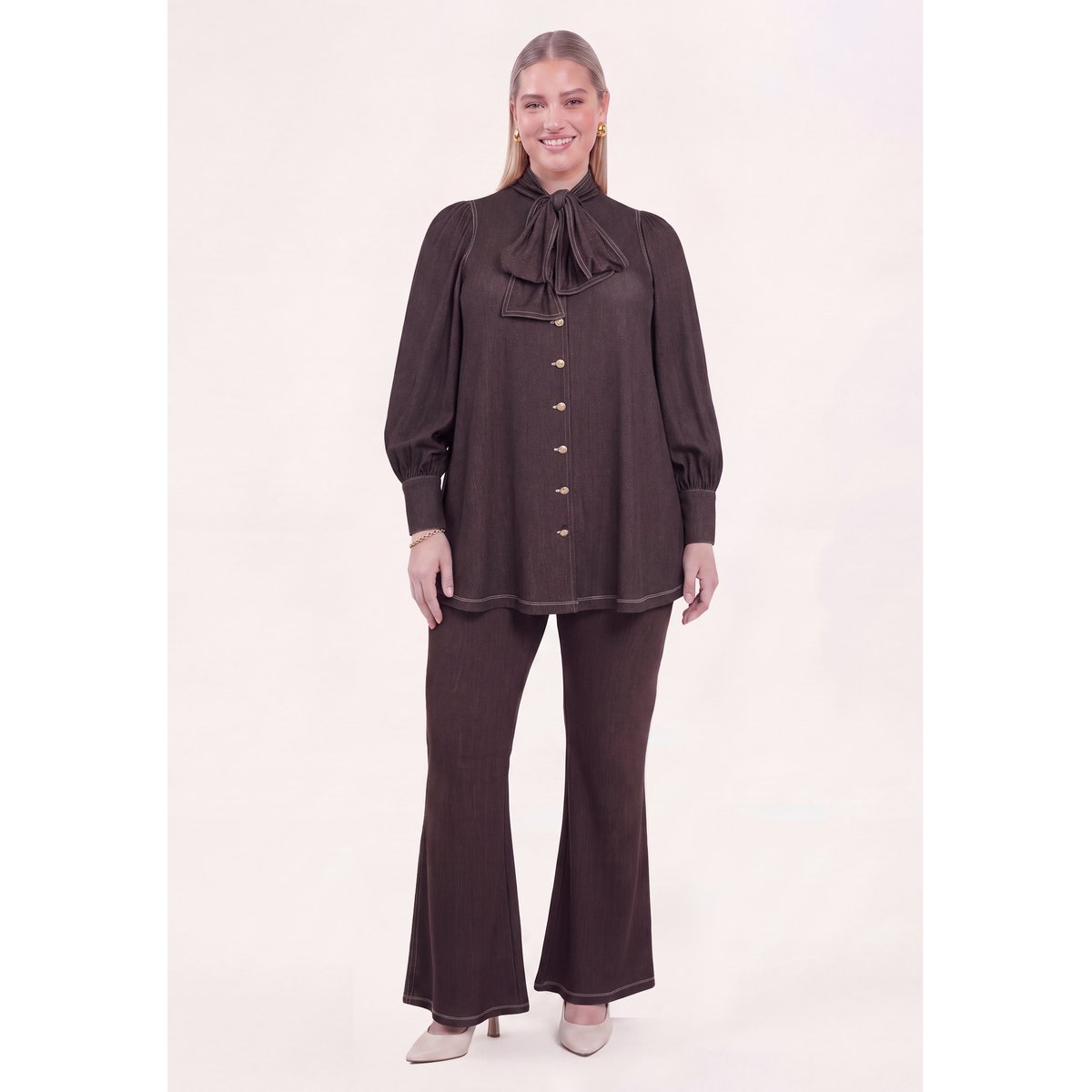 Tunique avec manches longues marron, YOEK