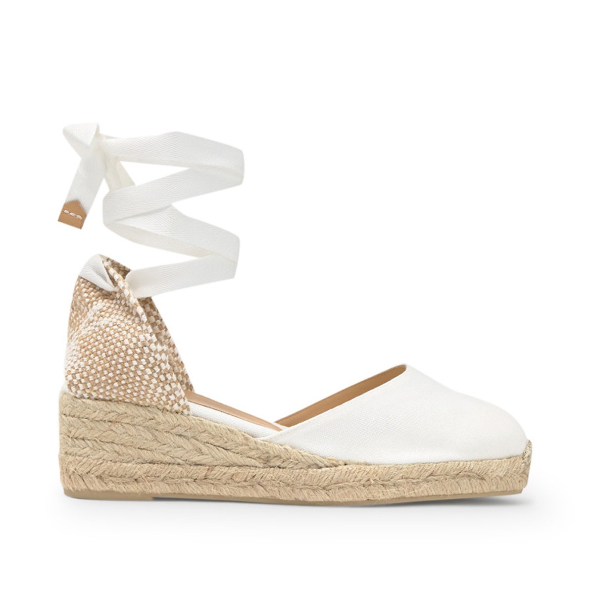 Espadrilles compensées à lacets avec plateforme tressée CARINA PLATFORM blanc, CASTANER