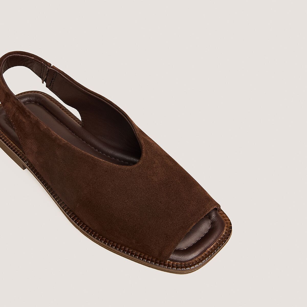 Sandales plates en cuir velours Jessy marron, JONAK