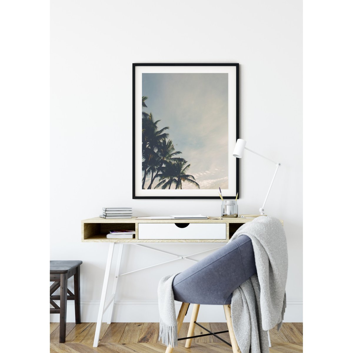 Poster Palmiers Tropicaux blanc, L'AFFICHERIE