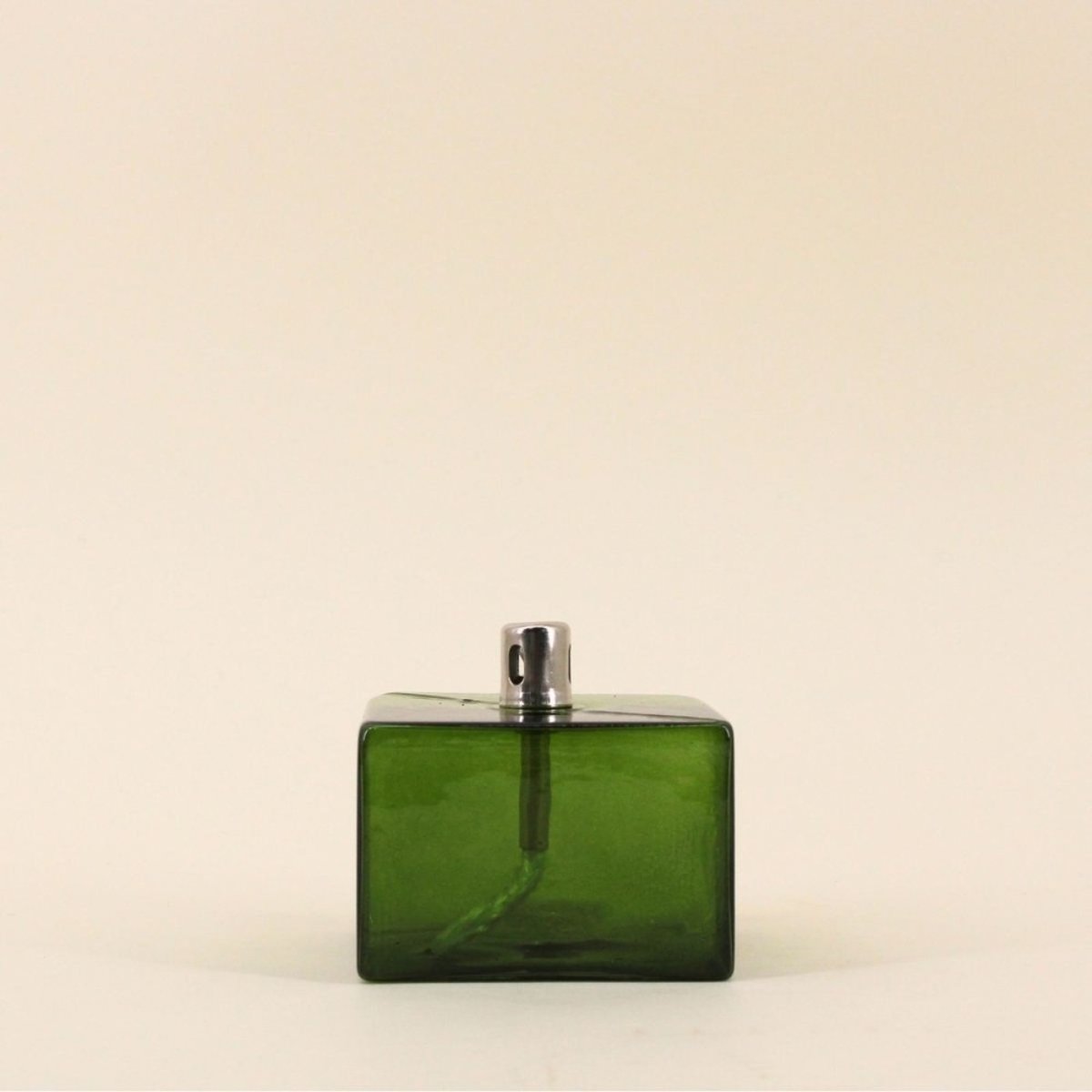 Lampe à huile cube en verre soufflé 7cm vert, BAZAR DE LUXE