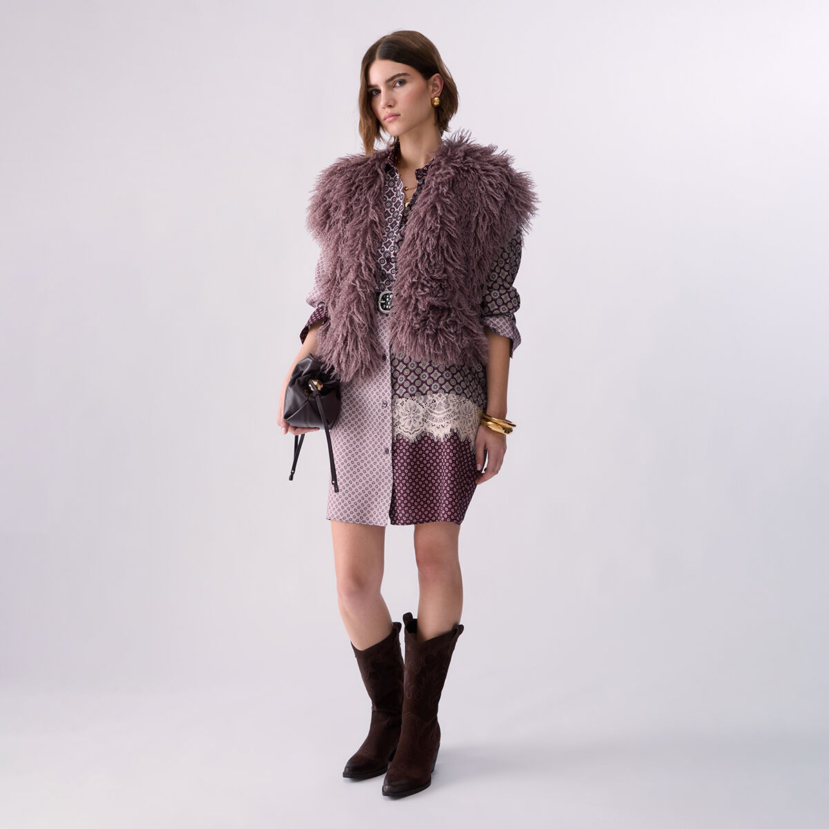 Robe Chemisier en Twill aubergine, LIU JO