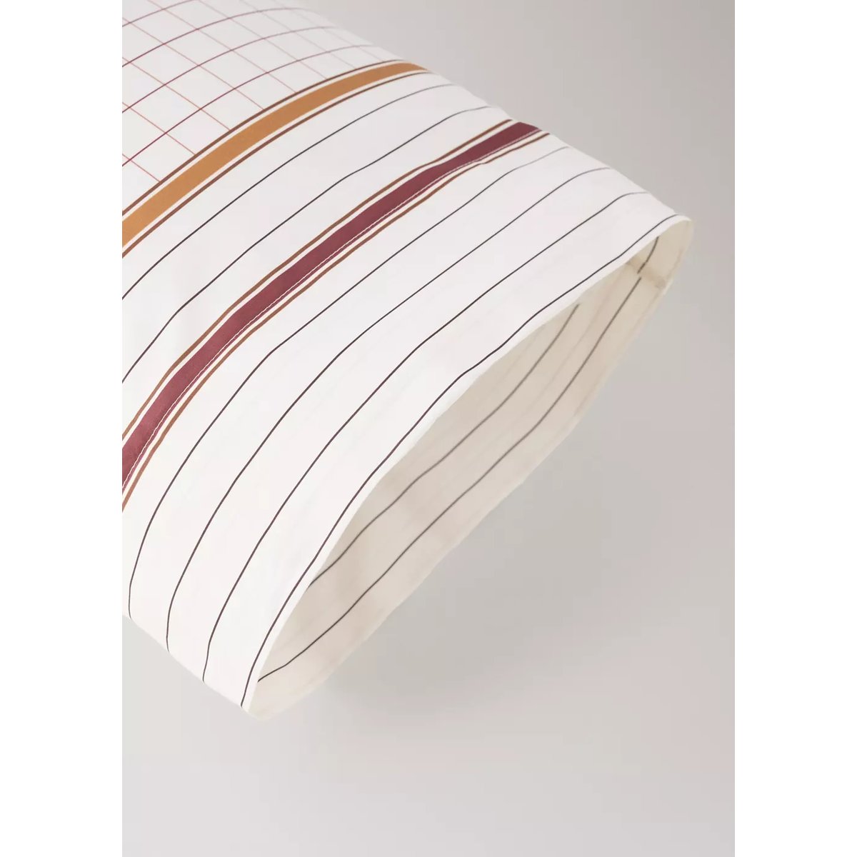 Taie d’oreiller 100 % coton percale à carreaux 45 x 110 cm cognac, MANGO HOME