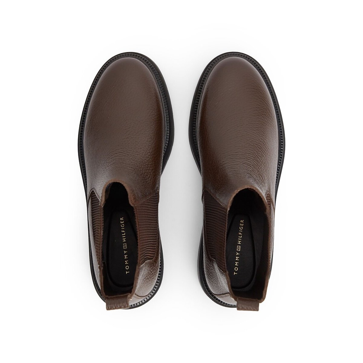 Botas Chelsea de piel granulada marrón, TOMMY HILFIGER