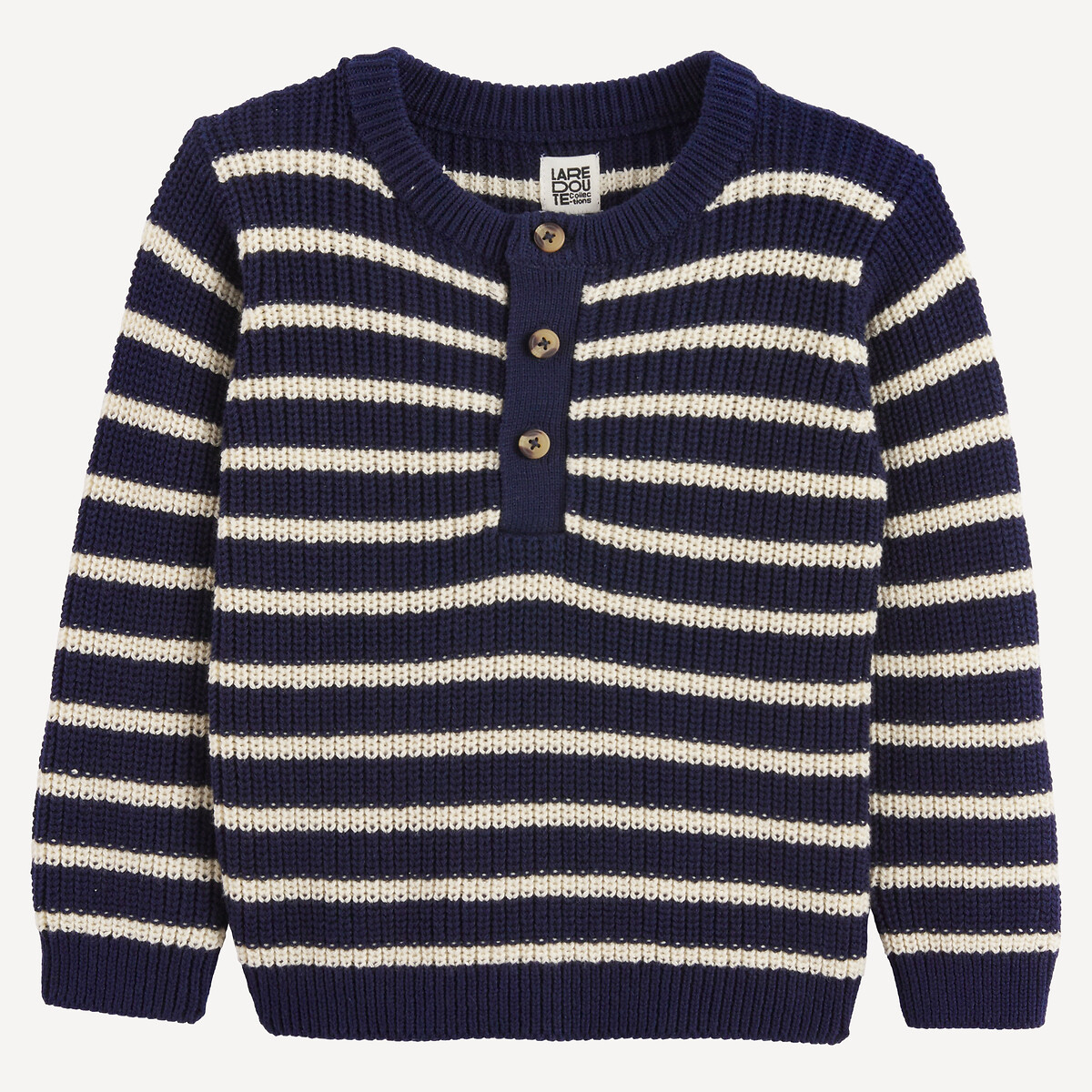 Pull rayé avec col tunisien boutonné, en grosse maille rayé, LA REDOUTE COLLECTIONS