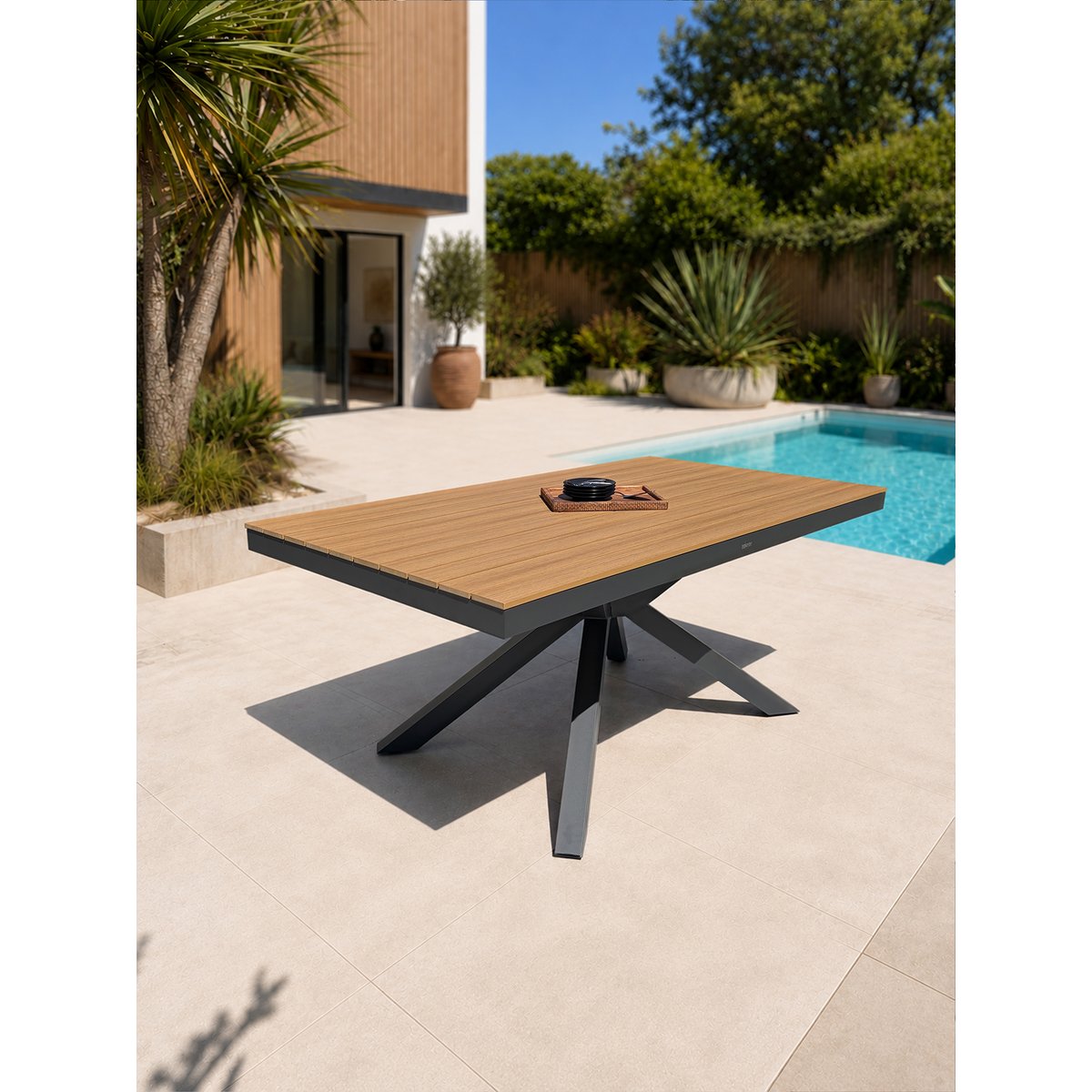 Ensemble repas de jardin 6 places en alu LAMU gris anthracite, DCB GARDEN