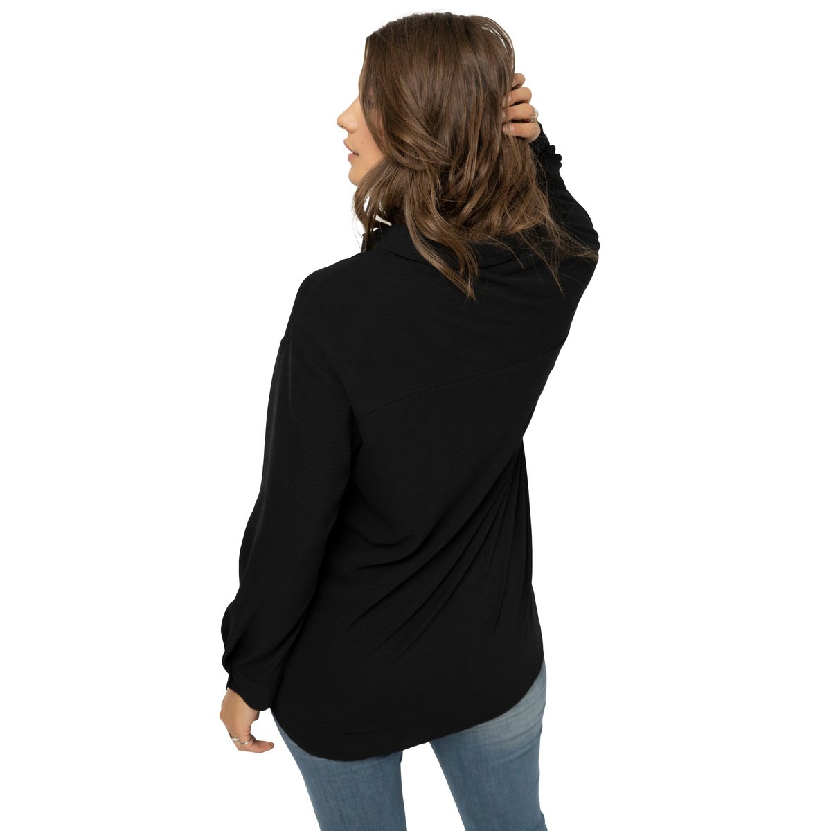 Chemise oversized en tissu crêpe noir, STUDIO UNTOLD