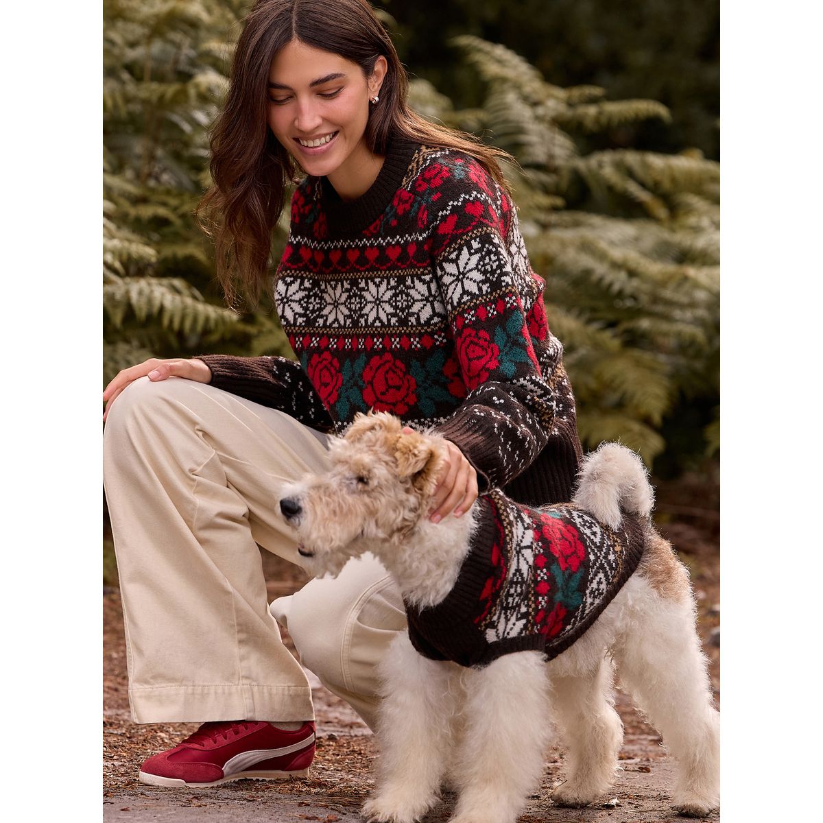 Pull ras du cou en maille avec laine fairisle marron chocolat, NEXT